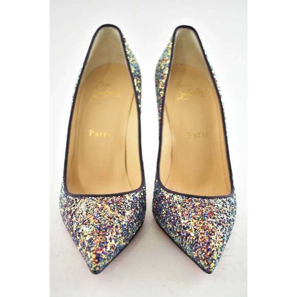 Christian Louboutin Pigalle Follies 100 Glitter Milkyway Blue Red Heel Pump 37 - Picture 9 of 12